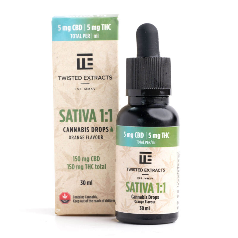 Extra Strength Sativa 1:1 Cannabis Drops - SacredMeds, 300mg 1:1 Indica Orange Drops (Twisted Extracts) | Herb Approach, Cannabis Oil Drops - Indica, Sativa & CBD | Twisted, 300mg 1:1 Sativa Orange Flavor Drops.